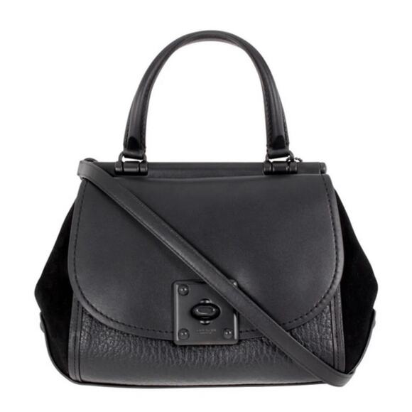 Coach Drifter Top-Handle Doctor Bag in Black Full-Grain/Suede/Pebbled Leather - Picture 1 of 16
